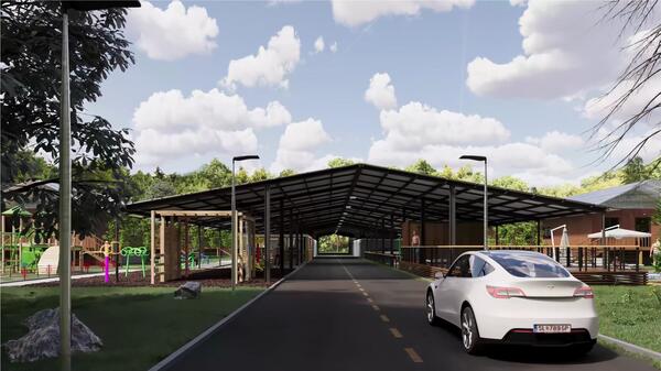 Optimierte Nutzung für besseres Wohnen, mehr Energie und weniger Kosten
Vergleichen wir dies nun mit einem energieoptimierten Dorf, wie es in meinem Papier für die CORP 2025 vorgestellt wurde.
Bild 5